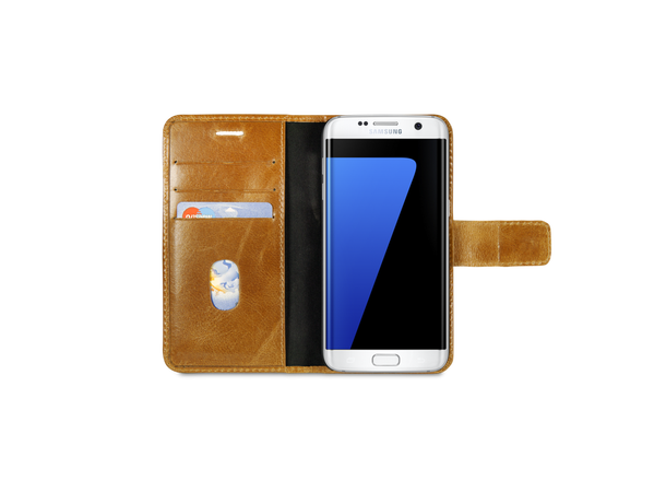 Lynge til Galaxy S7 Edge - Golden Tan Lommebok og mobilcover i ett | dbramante 